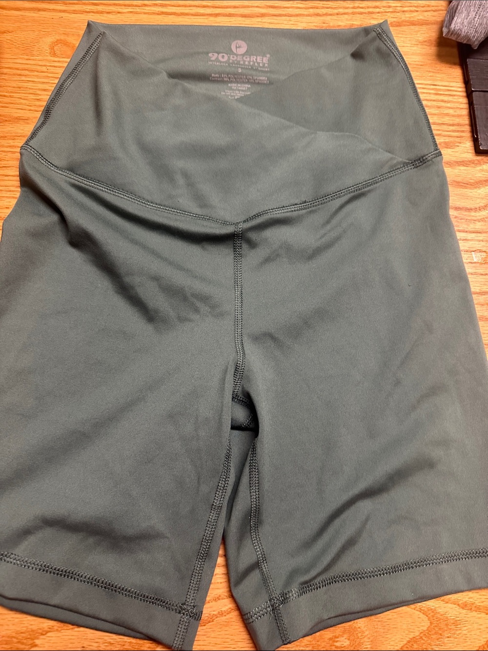90 Degree By Reflex Olive Green High-Waist Bike Shorts